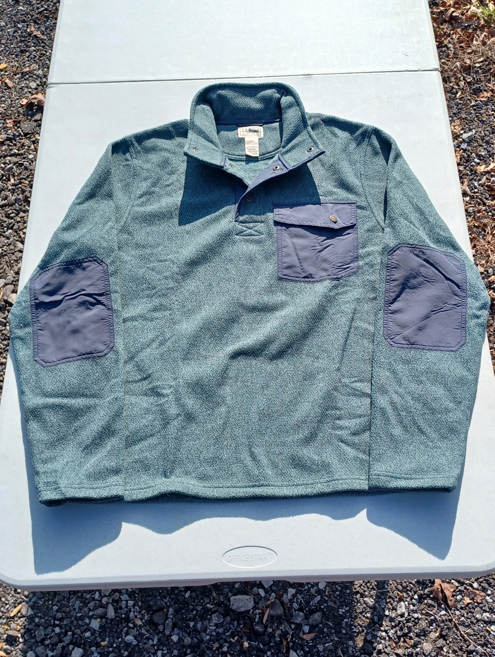 LL Bean Allagash Fleece Mens Medium Blue-Green Pullover Jacket Outdoors Hiking